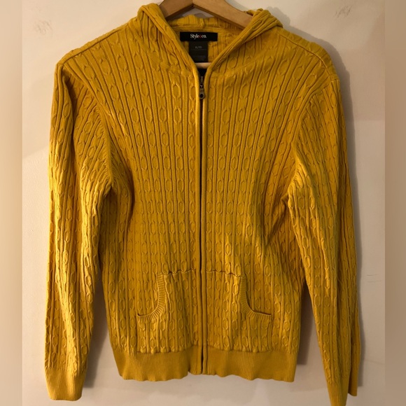 Style & Co Yellow Cable Knit Sweater XL GUC - Picture 2 of 9